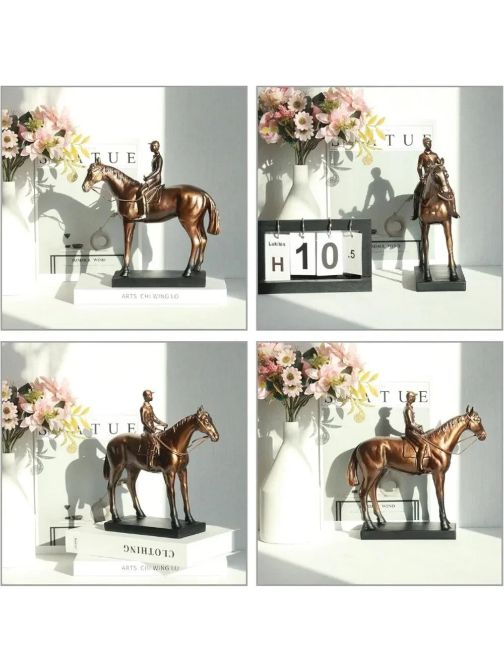 Elegant Horse Rider Sculpture Figurine - Racing Decor for Home & Office 10.5''
